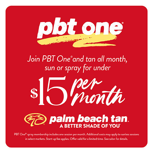 Join PBT One<sup>®</sup>  SPRAY TAN or SUNBED MEMBERSHIP Under $15 Per Month