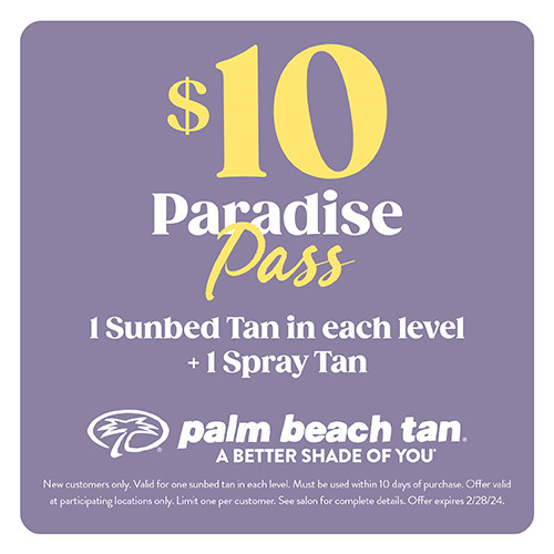 $10 Paradise Pass - One Tan, Every Sunbed + One Spray Tan